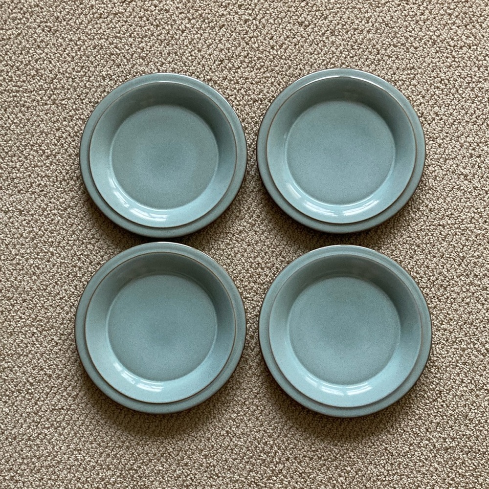 Prairie Turquoise Stoneware Small Dinner Plate Side Set of 4 Four Like New